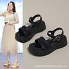 Fairy wind platform bond beach sandals female 2025 summer Korean version new sponge cake beach roman sandals female