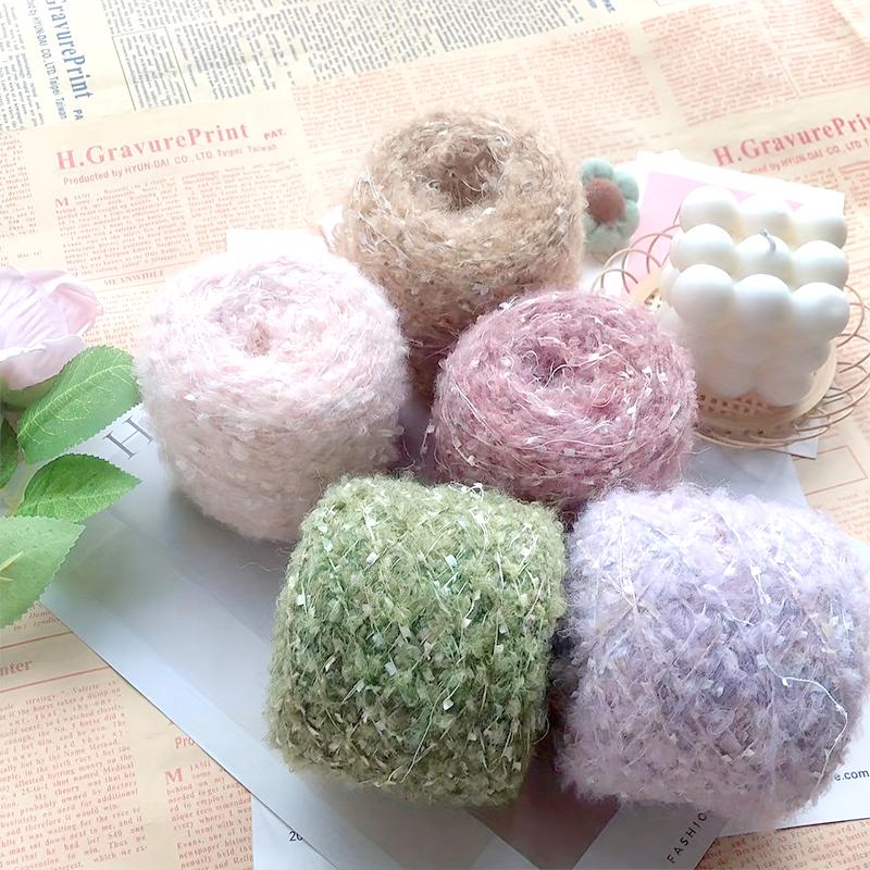 50g/Roll Knitting Wool Crocheting Glitter Mohair Yarn Colorful DIY Soft Hand Woven Hand Mixed Thread Accessories