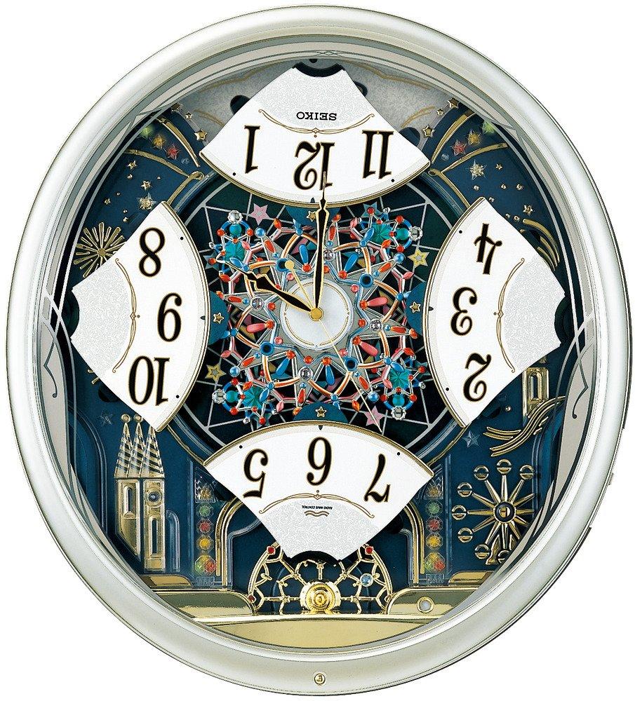 Seiko Часы настенные радиочасы аналоговые Karakuri 6 песен мелодия вращающийся декор светло-золотой жемчуг RE561H SEIKO