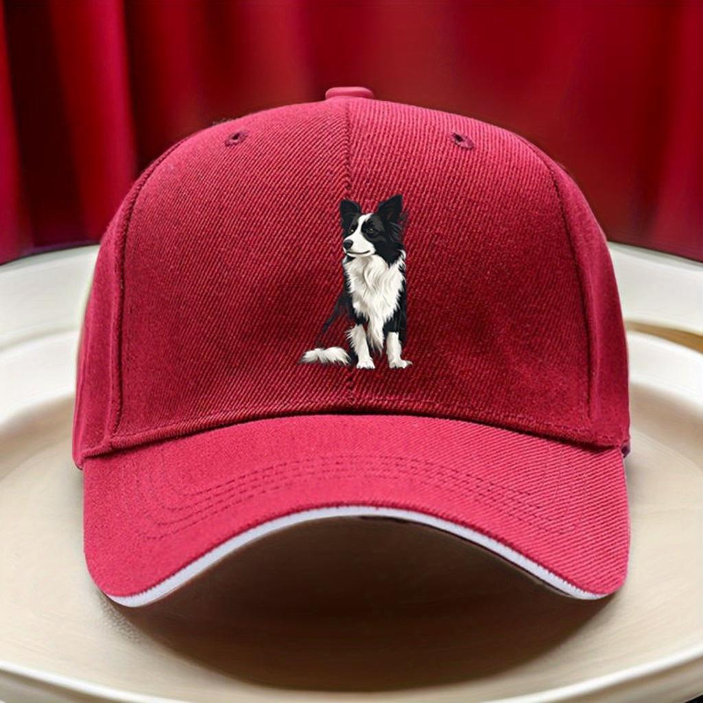 Border Collie Dog Print Polyester Trucker Hat Adjustable Hiking Baseball Cap Casual Outdoor Headwear