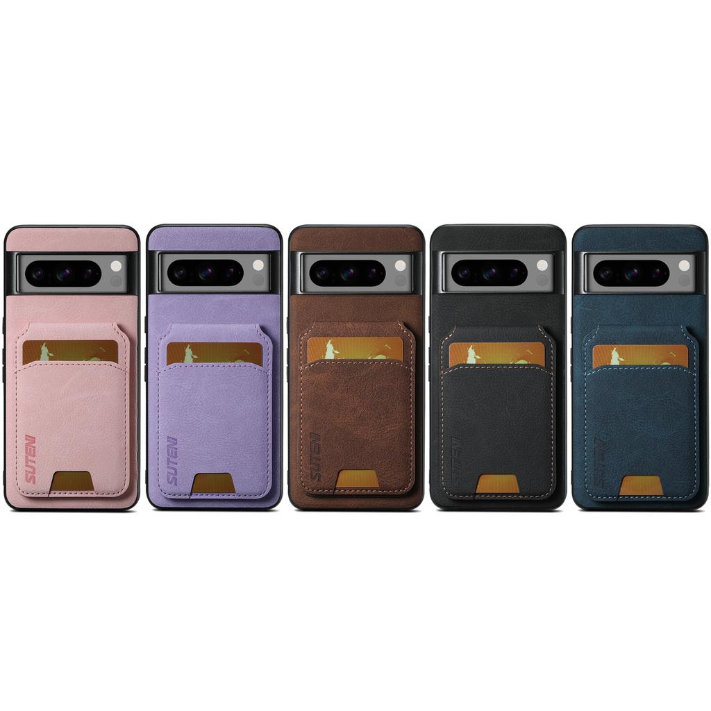 Luxury Faux Leather Stand Card Holder Phone Case Frosted Feel for Google Pixel 9XL 8Pro 7A 6