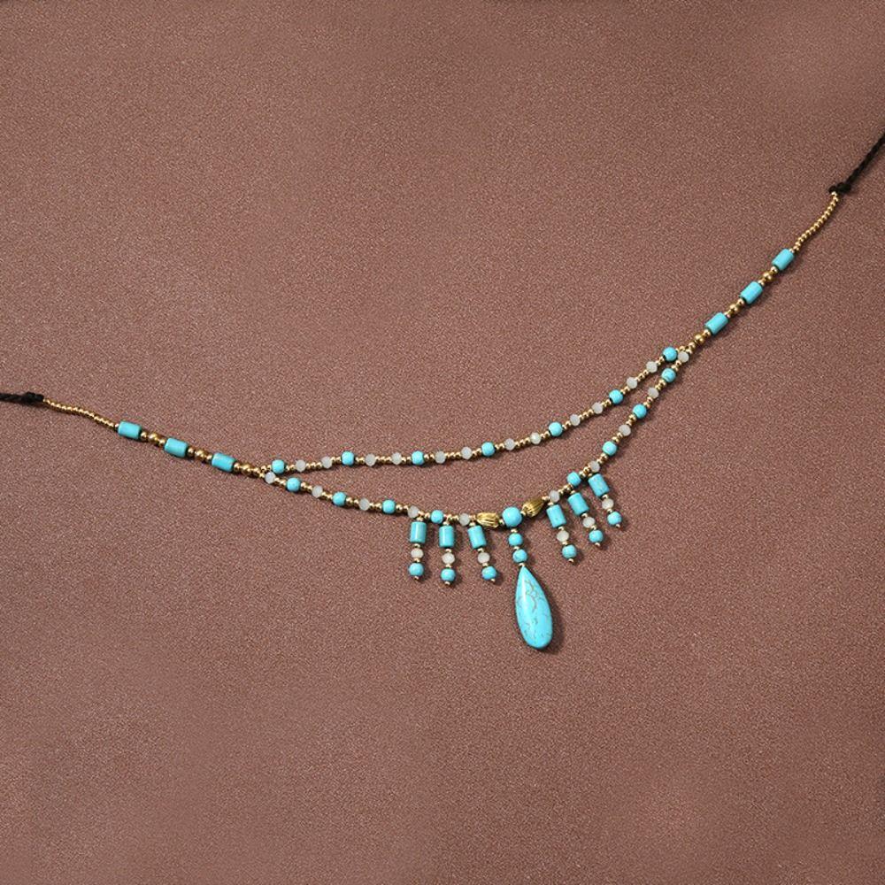 Ethnic Style Bohemia Hair Chain Tassel Women Head Chain Ethnic Style Forehead Chain Exotic Headbands Necklace
