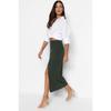 Black Smart Crepe Slit Detailed Maxi High Waist Stretchy Knitted Skirt Twoss23et00351