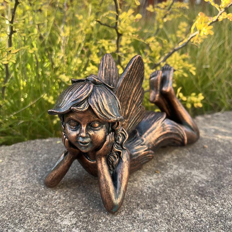 Фигурки для сказочного сада Устойчивые к погодным условиям Садовая статуэтка Фигурки ангелов Садовые украшения Изысканные Романтические Садовые Миниатюры Для