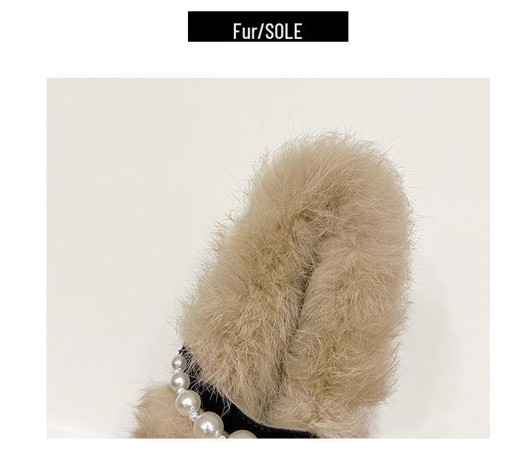 Женские замшевые туфли на массивном каблуке с острым носком, с низким вырезом, пушистые хлопковые туфли для осени/зимы