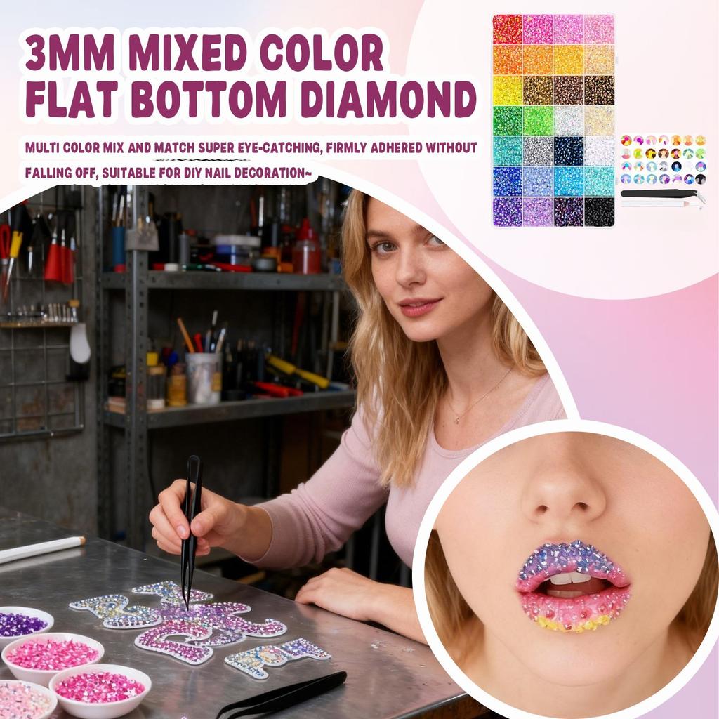 30000Pcs Resin Rhinestones With Tweezers For Bedazzling, Multicolor 3mm Crystal With 1Pcs 10ml Jewelry Glue For Nail Crafting Makeup