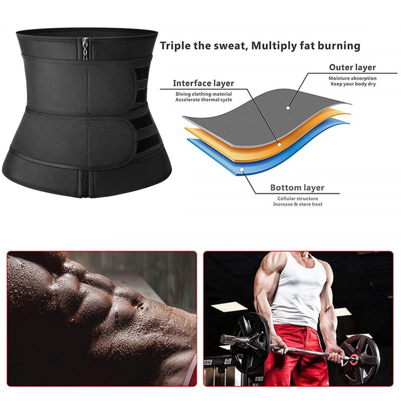 Men Waist Trainer Cincher Corset Back Support Sweat Sauna Trimmer Belt Tummy Control Body Shaper Workout Compression Belly Band Slimming Shapewear