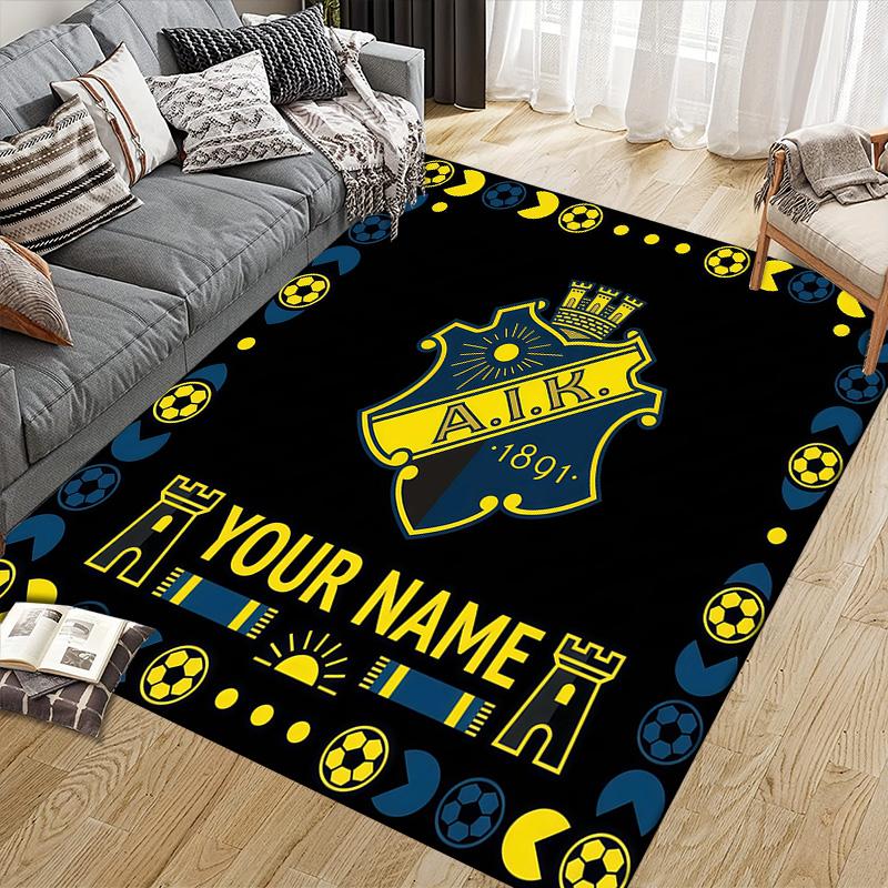Custom Name AIK Flannel Pattern Square Carpet,Area Rug,Carpet Rug for Living Room Bedroom Sofa Playroom Decor,Non-slip Floor Mat