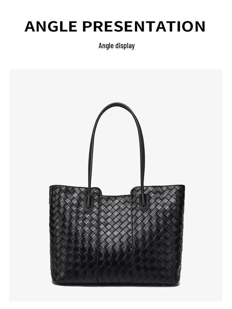 Женская плетеная сумка-тоут из натуральной кожи высокого класса - Большая вместимость, Универсальная сумка из коровьей кожи