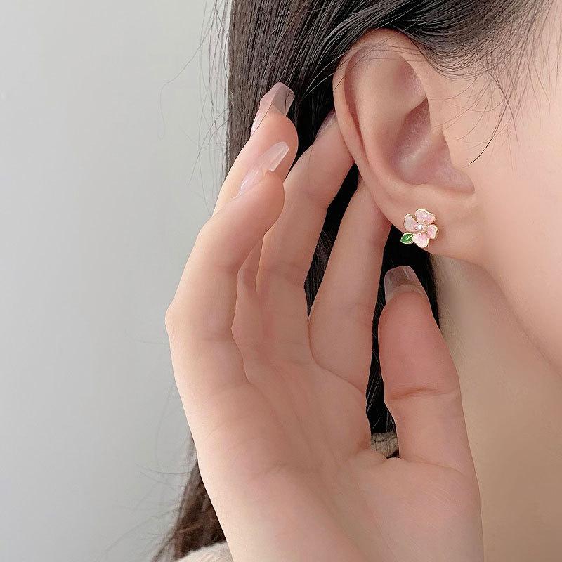 Cherry Blossom Earrings Fresh Sweet Girly Little Flower Earrings Hanfu Accessories Spring