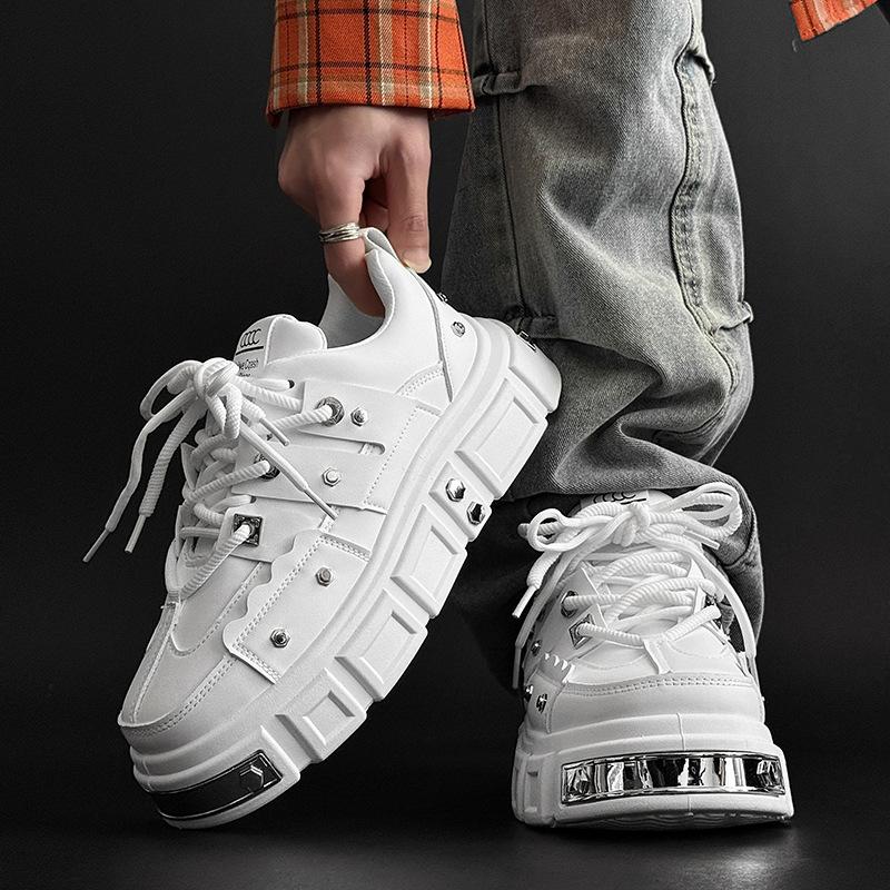 Мужские кроссовки в стиле панк 2025 Дизайнерская обувь на платформе для увеличения роста Высококачественная кожа Повседневная обувь для мужчин Обувь для скейтборда