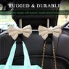 2 PCS Car Seat Headrest Hooks, Cute Bow Shaped Vehicle Backseat Storage Hooks, Leather Bow Shaped Sturdy Car Seat Back Hooks For