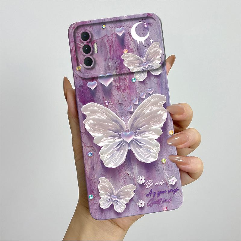 Чехол для Tecno Spark 8P Модный Эстетичный Бабочки Цветы Ударопрочный Силиконовый Мягкий ТПУ Чехол для Телефона Spark8P KG7 KG7H KG7n Обложка