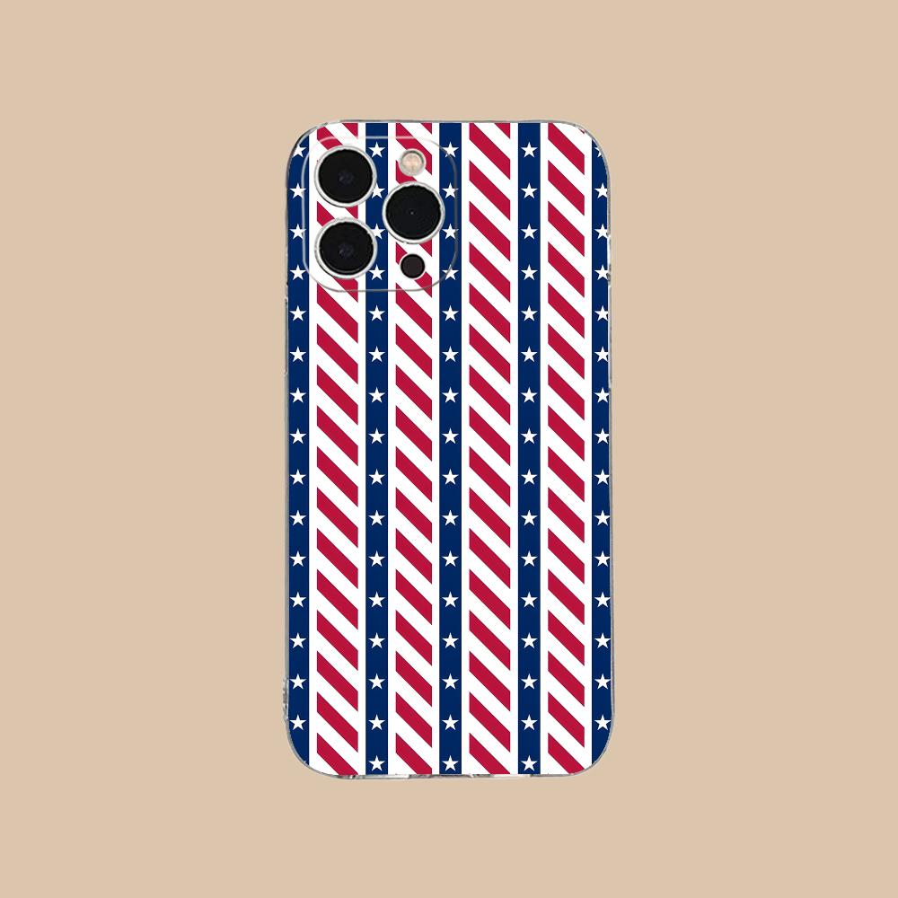 Чехол для мобильного телефона в красно-синюю полоску для iPhone 17 16 15 14 13 12 11 X XR XS Air Pro Max Plus Mini Прозрачный Цветной Чехол для Мобильных Телефонов