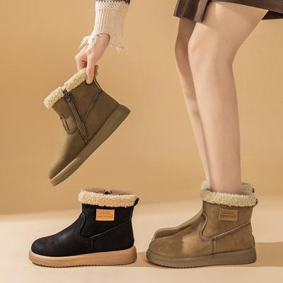 Женские зимние ботинки на платформе с боковой молнией, нескользящие, из искусственной замши, с подкладкой из искусственного меха, удобные, теплые, для ходьбы, ботинки для женщин