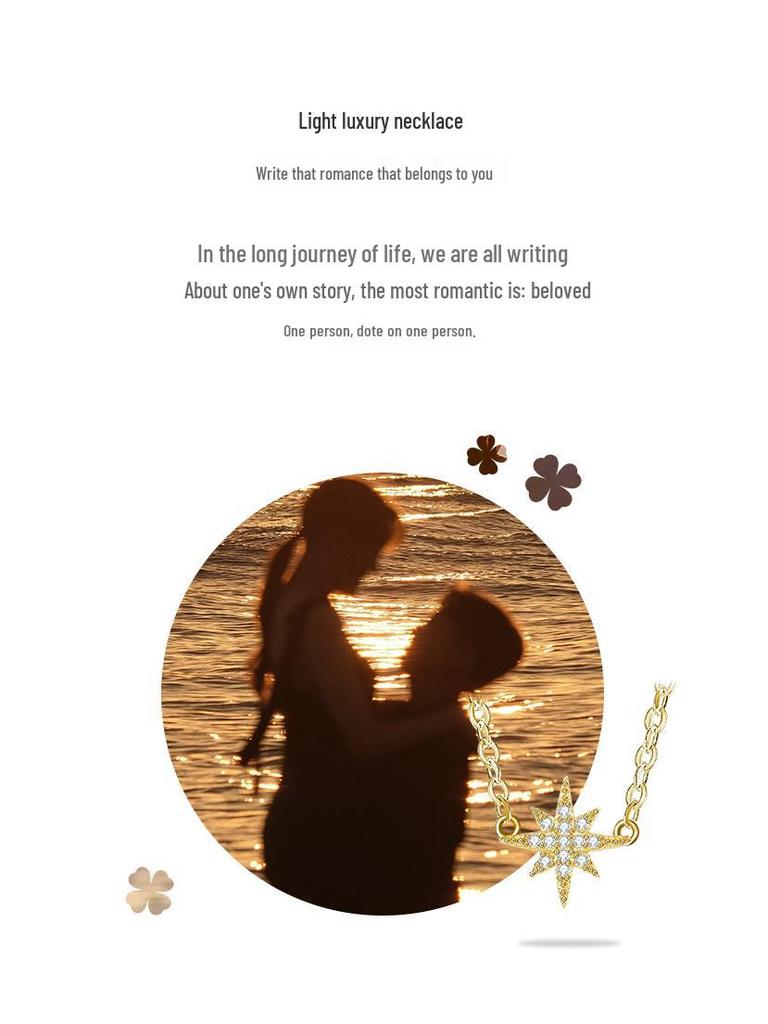 Opal Inlaid Sterling Silver Four-Pointed Star Tassel Necklace - Versatile Clavicle Chain Christmas Gift