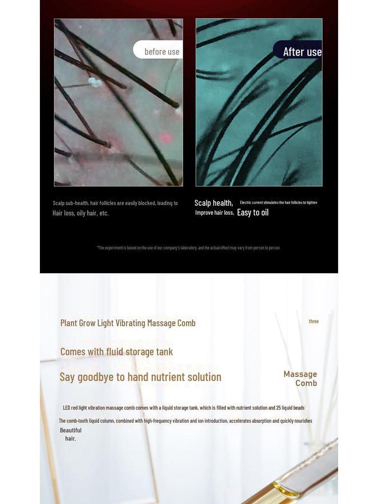 Трансграничный EMS микротоковая расческа для роста волос и массажер для кожи головы с аппликатором