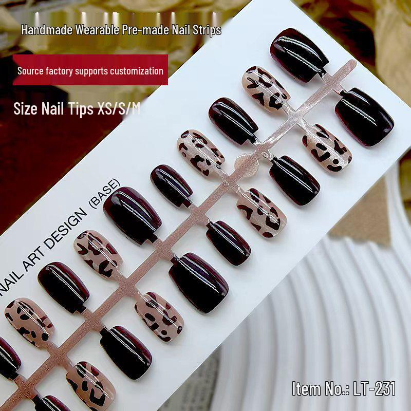 Наклейки для ногтей "Кошачий глаз" с леопардовым принтом - 30 готовых наклеек, сделанных вручную