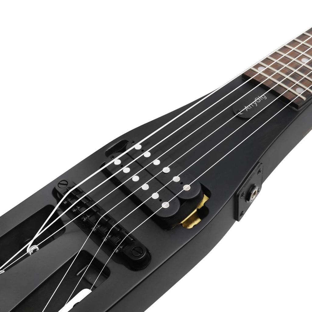 Anygig портативная дорожная электрогитара 82 см черная полноразмерная с чехлом для правой руки черного цвета 1,6 кг 25,5