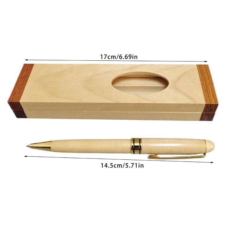 Wood Ballpoint Pen Set With Pencil Case Ergonomic Grip Wood Signing Pen with Metal Pen Clip For Professional Collectors