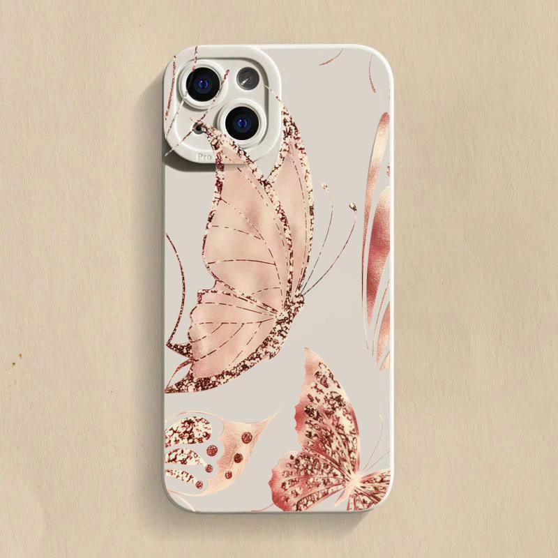Golden Butterfly Phone Case For iPhone 17 Pro Max Air 16 Plus 15 14 13 12 11 XS X XR 13 Mini 16E Shockproof TPU Bumper Cover