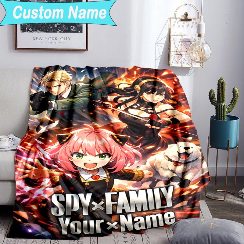 Custom Name Blanket Fantasy Battle Anya Blanket Bedding Blanket for Travel, Camping, Living Rooms, Offices, Sofas, Fan Christmas gift