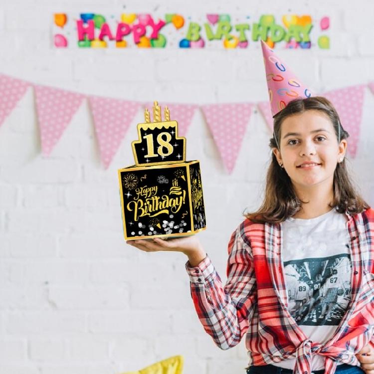 Безопасные бумажные коробки-сюрпризы на день рождения с выдвижным держателем для денег, настраиваемые украшения по возрасту, товары для вечеринок