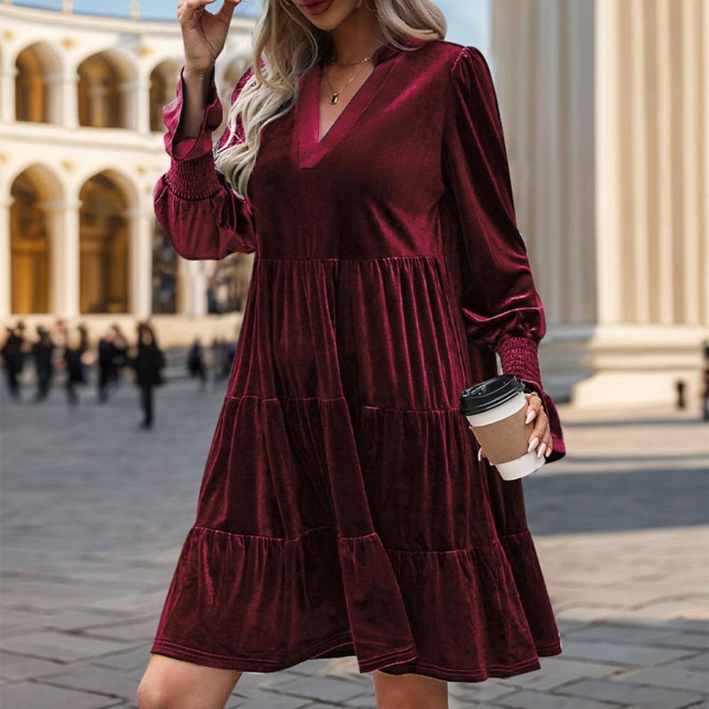 Women's Autumn Long Sleeve Solid Color Dress