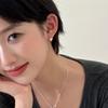 925 Silver Needle Plain Ring Small Earrings Women's Exquisite Fashion High-end Quadruple Star Earrings Niche Versatile Autumn and Winter Ear Buckles