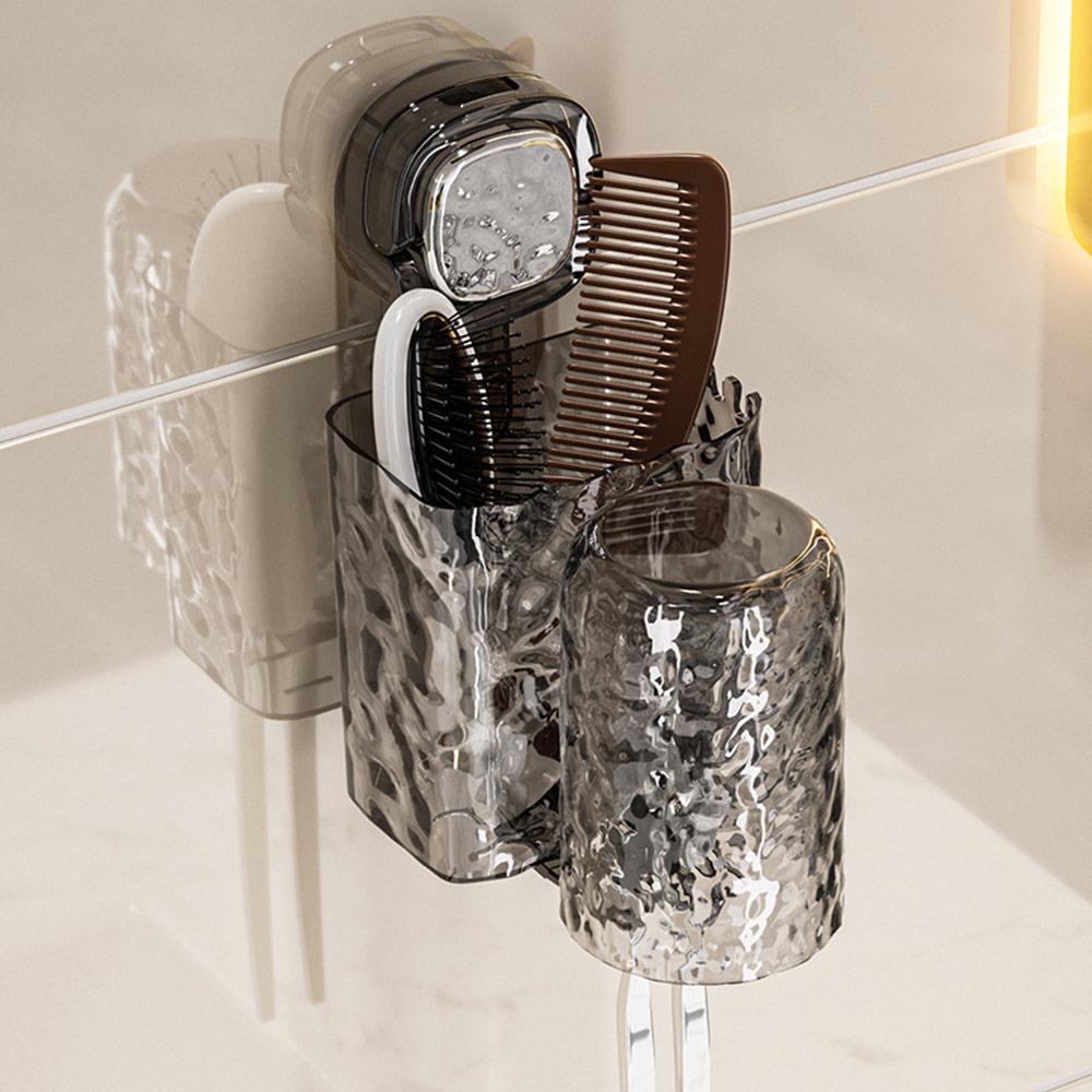 Wall Mounted Cup Storage Rack Suction Cup Install Toothpaste Shelf Rinsing Cup Holder  Bathroom