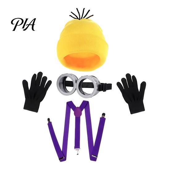 Funny Character Dress Up Sets Knit Hat Costume Set, Retro Round Glasses Suspenders Gloves, Halloween Party Themed Full Set Cosplay Accessories Kit for