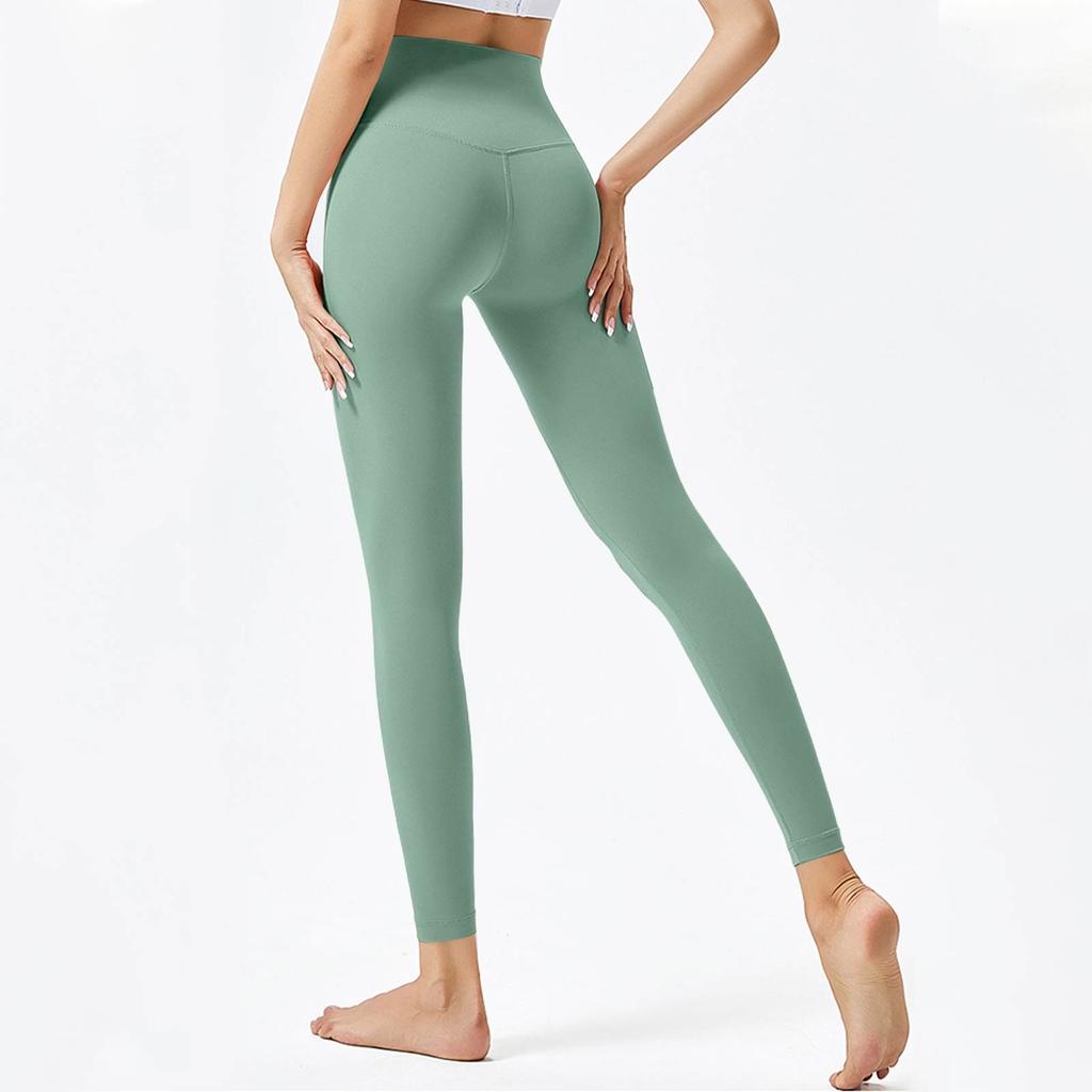 Женские модные однотонные штаны для йоги с высокой талией, узкие спортивные штаны для фитнеса