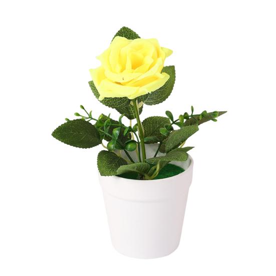 Искусственная Роза в Горшке Настольная Искусственная Роза Бонсай Многоразовая Искусственная Роза в Цветочном Горшке для Домашнего Офисного Декора Реквизит для Фотографии