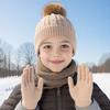 Набор из 3 предметов для женщин: Шапка, Шарф, Перчатки. Однотонный, с декором в виде помпона, фактурой «косы», с флисовой подкладкой. Шапка, Шарф-труба, Перчатки
