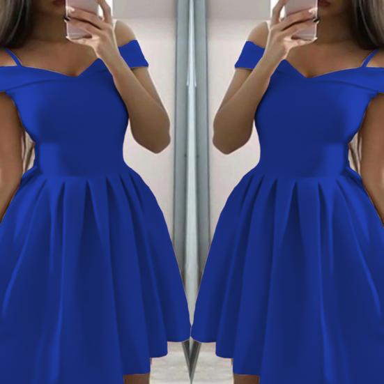 Женские юбки больших размеров, женское платье, однотонное плиссированное мини-вечернее платье с открытыми плечами на весну