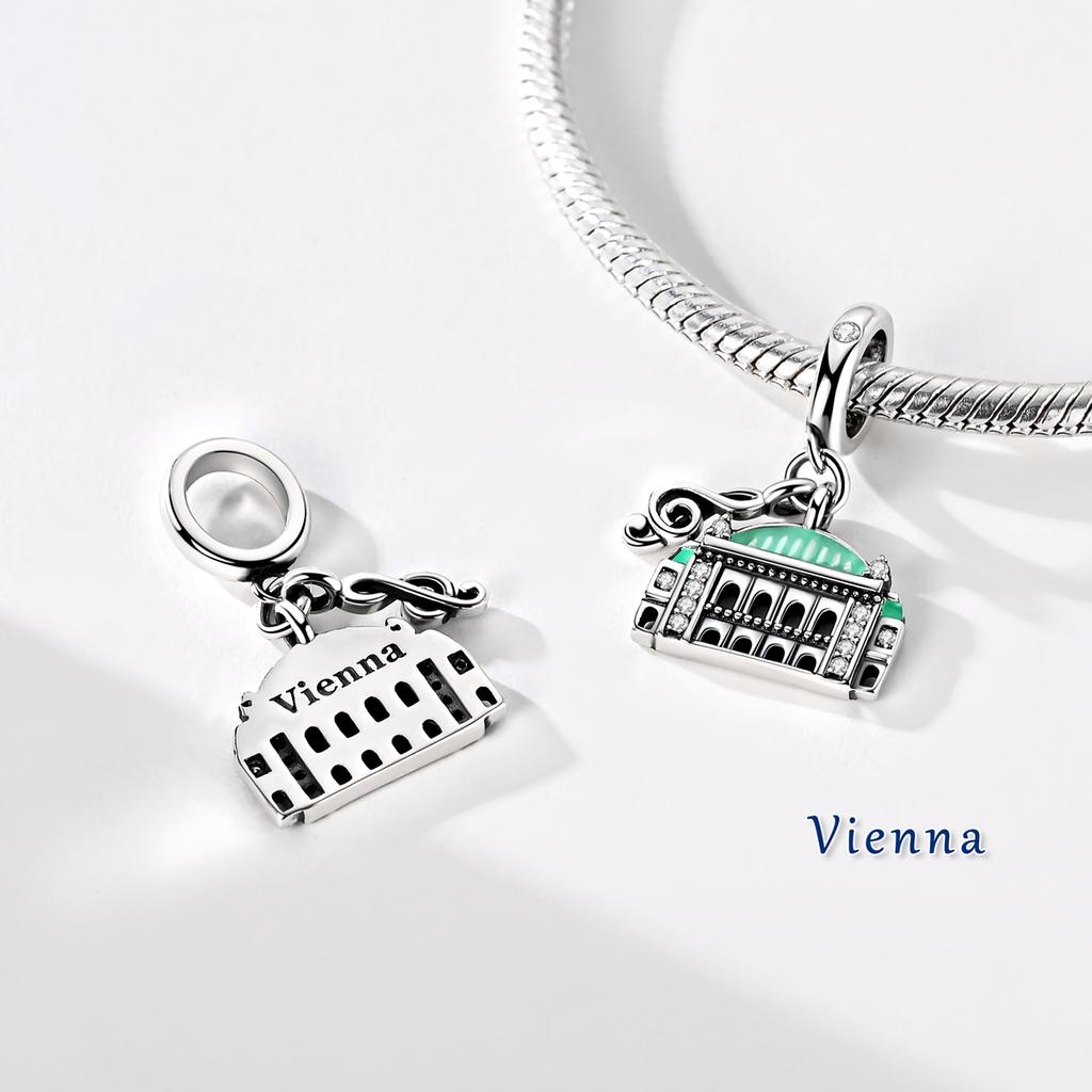 Landmark Copper Charms Original Vienna Paris Tokyo Travel Pendants Fit Bracelet Diy For Woman Jewelry Making