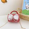 Adorable Girl's Bowknot Coin Purse Charming Pearl Handbag Trendy Chain Shoulder Bag