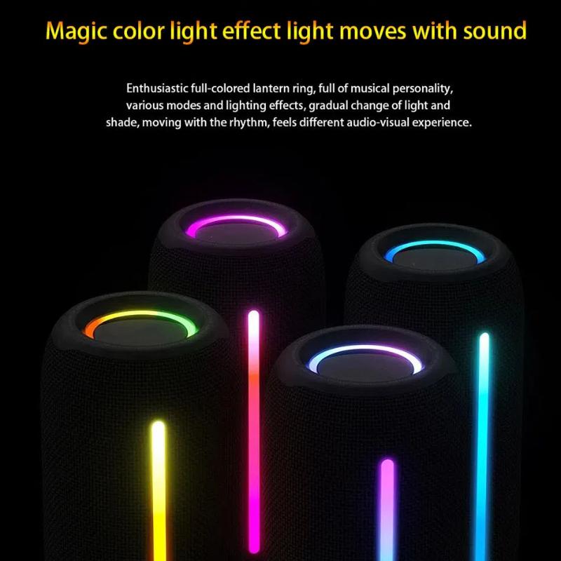 2400mAh Bluetooth Speaker LED Flashing Soundbar Portable Outdoor Sound Box Waterproof Loudspeaker Support TF Card