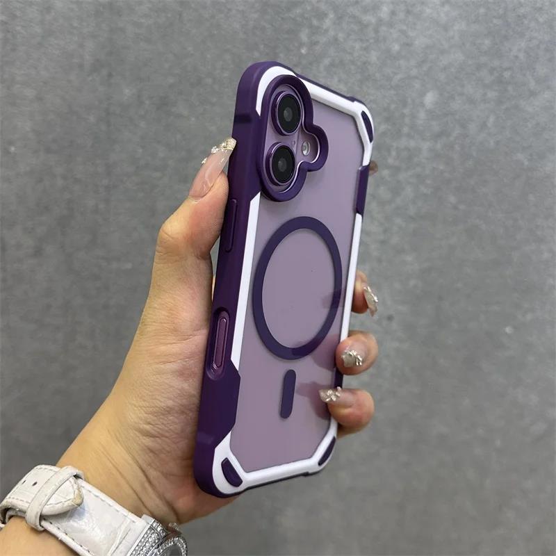 Яркий Цвет Магнитный Для Magesafe Беспроводной Зарядки Чехол Для iPhone 17 Pro 16 13 14 12 15Pro Max Прозрачный Ударопрочный Бампер Чехол