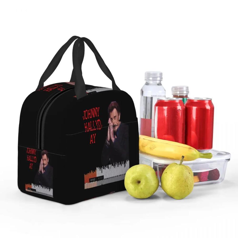 Custom Johnny Hallyday French Rock Singer Insulated Lunch Bag for Outdoor Picnic Resuable Cooler Thermal Bento Box Women Kids