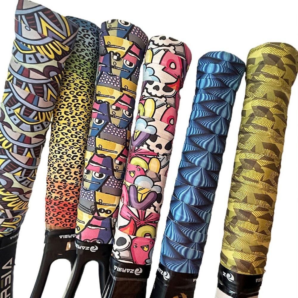 Новые накладки на ракетки для бадминтона с принтом, самоклеящаяся нескользящая лента для захвата, дышащая лента на рукоятках