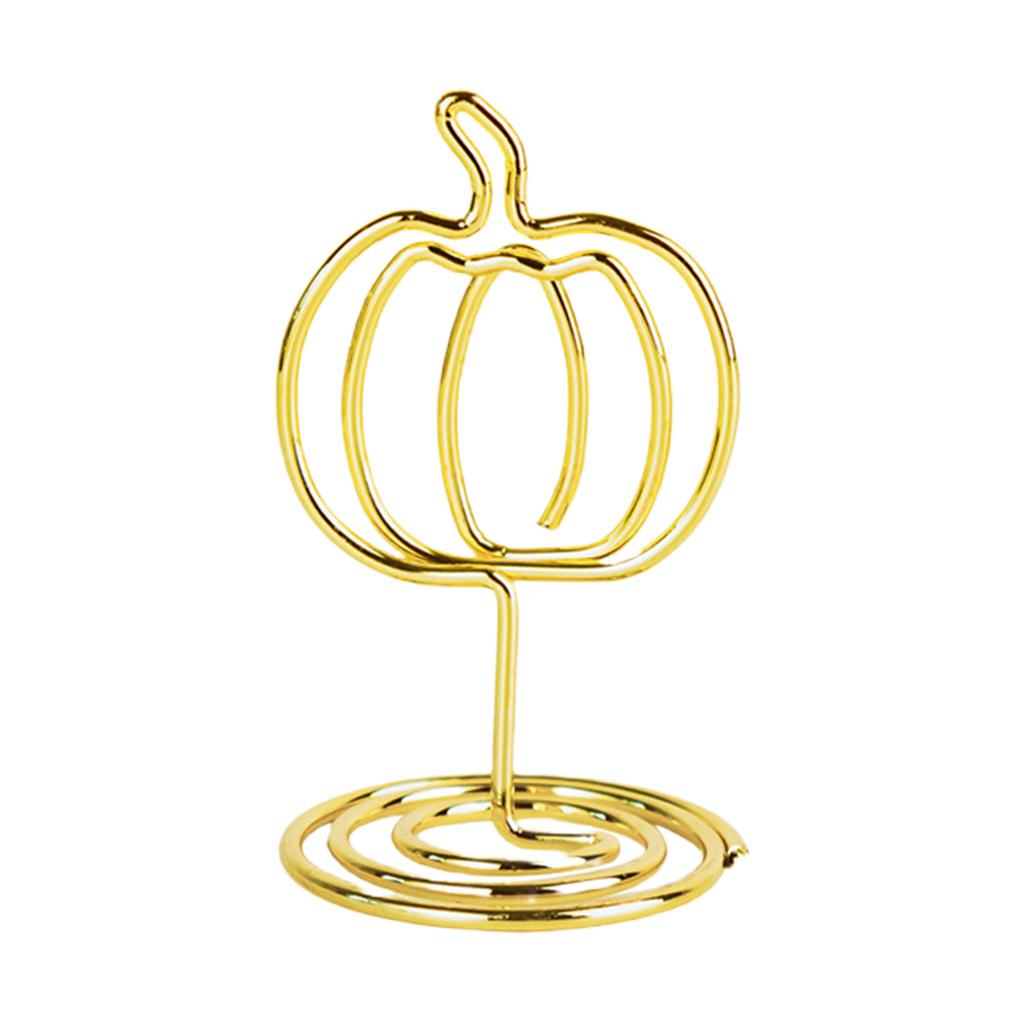 10Pcs Hollowed Pumpkin Note Holder Iron Wire Table Number Stands Photo Display Stand For Thanksgiving Table Decoration