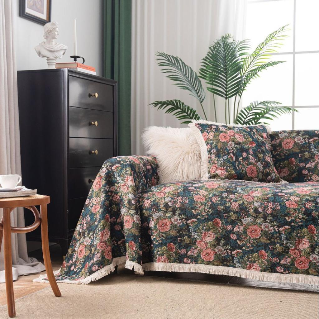 Jacquard Sofa Towel Monet Oil Painting Fringed Four-season Universal Full Cover All-inclusive Universal Cover Blanket Sofa Cover