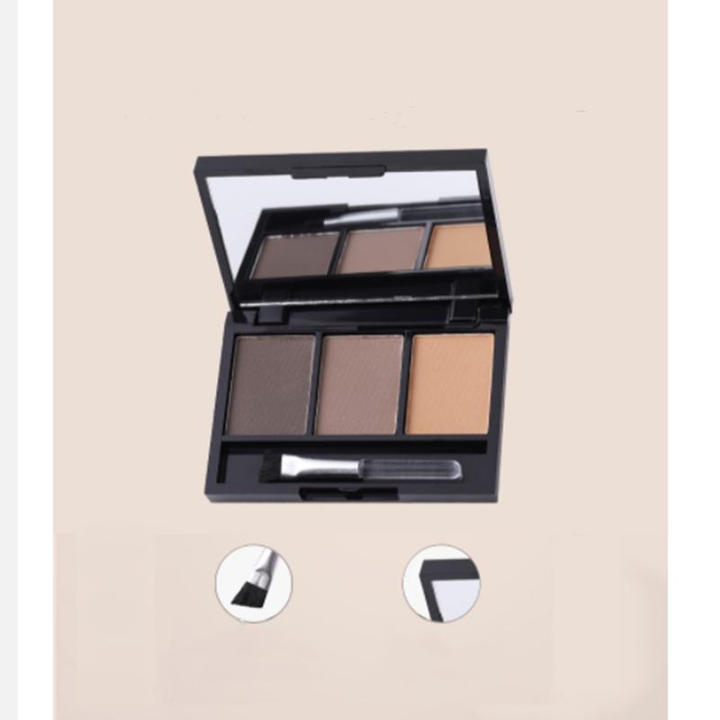 Трехцветный лоток для пудры для бровей, водонепроницаемый, не выцветающий, светлый для мужчин и женщин, серый, против пота, не выцветающий, долговечный