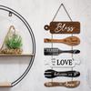 Bless The Food Before Us Farmhouse Wall Decor Collage Wall Art Wooden Rustic 6pcs Roped Sign Large Wall Hanging Sign