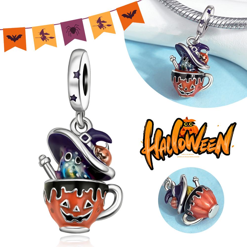 Медь Череп Черный Демон Голова Тыквы Призрак Хэллоуин Подвеска Ювелирные Изделия Бусины Оригинальный Браслет Бутик Шармы Подарок