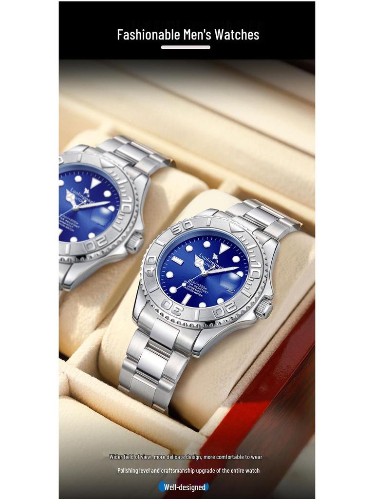 New Blue Yacht Men's Fully Automatic Mechanical Watch - Trendy Business Style with High Commission
