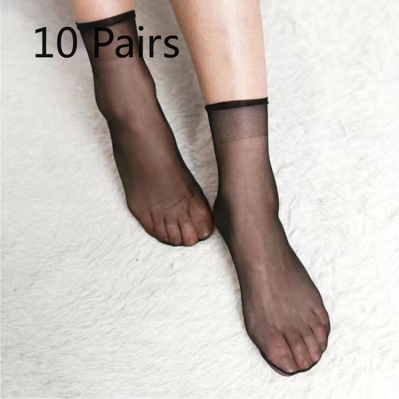 10 Pairs of Women's Autumn Transparent Ultra Thin Anti Hooking and Wrinkle Free Short Stockings