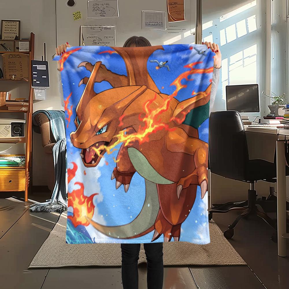 Sky Flare Dragon Print Flannel Blanket, High quality Comfortable for All Seasons, Home Decor, Warmth and Comfort