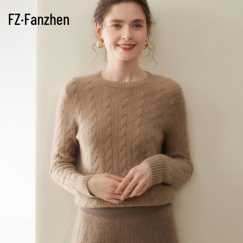 Fanzhen Women's Fall/Winter Cashmere Blend Crew Neck Sweater